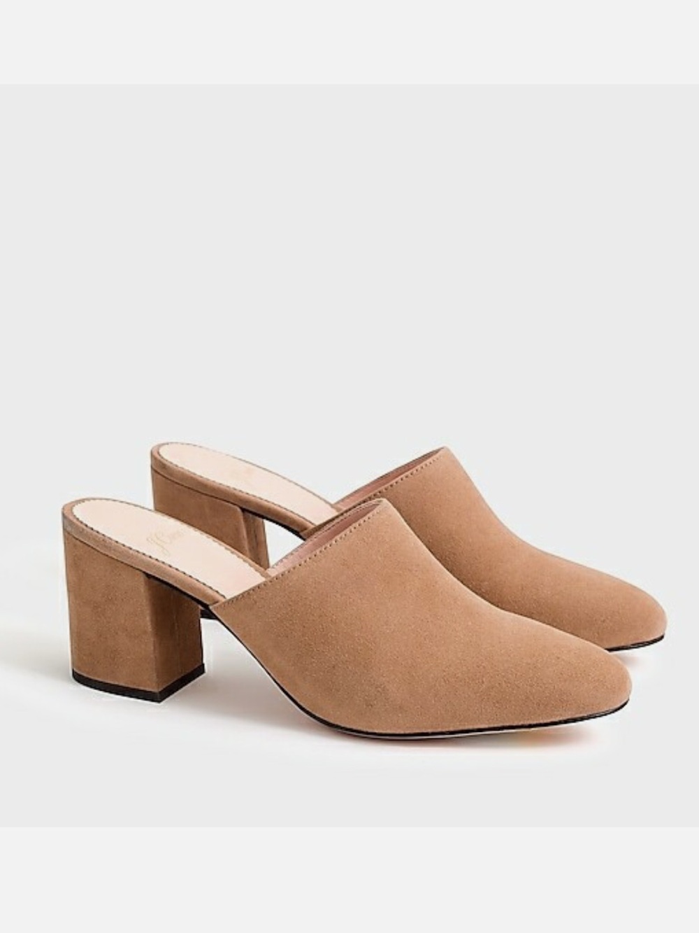 J. Crew Block Heel Mules, Brown Suede 8.5